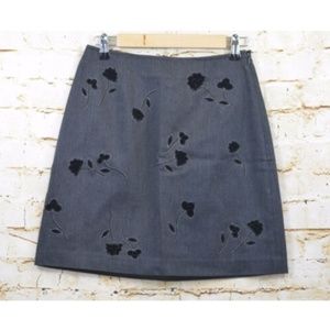 Ann Taylor Floral Velvet Overlay Skirt